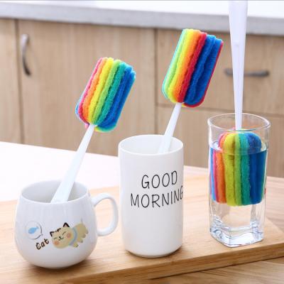 China Sustainable Multifunctional Sponge Cup Cleaning Baby Feeds Bottle Long Handle Brush for sale