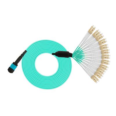 China Network 10G Multimode OM3 FTTX MPO to LC 24 Cores Fiber Optic Patch Cord Jumper Cable for sale