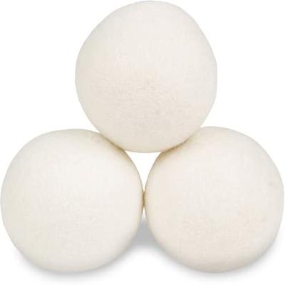 China New Zealand Cleaning White 7cm Soft Elastic Reusable Organic Wool Drying Balls 100% Wool Felt Ball for sale