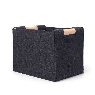 China Viable Manufacturer For Felt Bag Storage Hamper Laundry Basket Dirty Simple Neutral Home Storage for sale