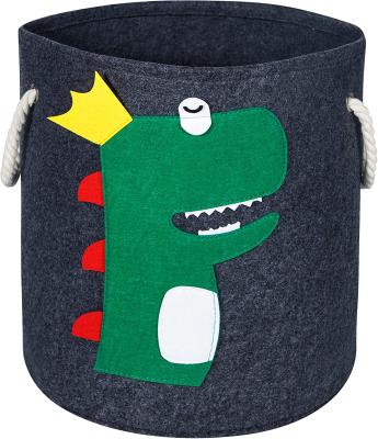 China Durable Collapsible Dirty Dinosaur Felt Organizer Storage Bin Clothes Laundry Hamper Basket For Laundry Hamper for sale