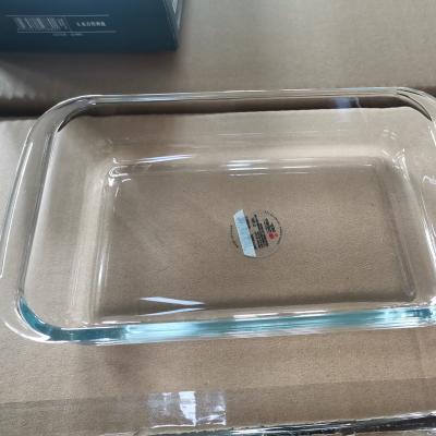 China Creative High-end Western Glass Ice Cherry 1L Rectangle Tray Borosilicate Quality Assurance Baking Tableware for sale