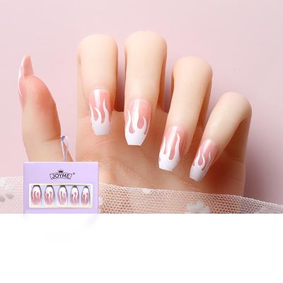 China Wholesale Salon Colored Long Acrylic Coffin Extension Fake Nails French Acrylic Fake Nail Tips for sale