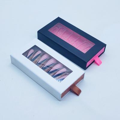 China French luxury soft gel nail box low moq empty nail box press on nails packaging for sale