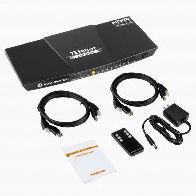 China TESmart Type-C EDID Emulators Kvm Switch 4in 1out 4X1USB 2.0 USB-C HDCP2.2 Auto Scan 4K60hz HDMI KVM Switch With L/R Audio for sale