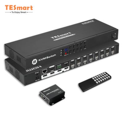 China EDID Emulators TESmart New Product KVM Supplement Ethernet Cat5e Cat6 50m HDCP 1.4 Cat Hotkey EDID RS232 4k 60hz Kvm Hdmi Supplement for sale