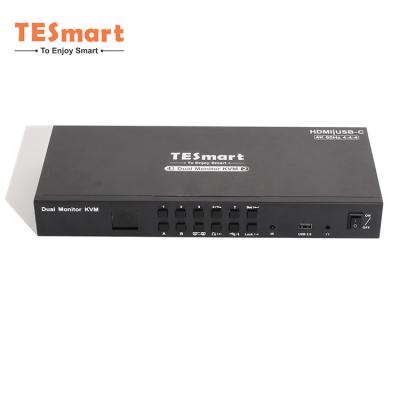 China NEW HDCP HDR TESmart ODM 4x2 8 Input 2 4K60hz 8 Ports 4 Ports PC Support RS232 Dual HDMI Control UHD USB-C Type-C Monitor KVM Switches for sale