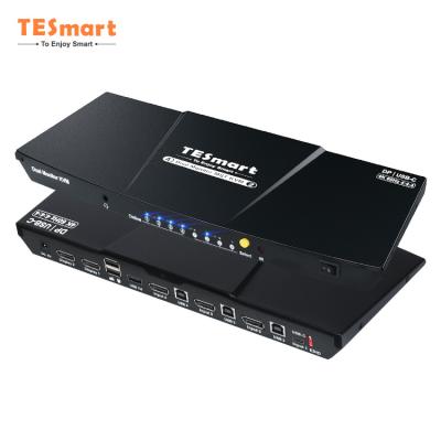 China HDR 10 DP 4x2 USB-C KVM Switch 3840* 2160@60Hz 4 Port 4 Input 2 Output Dual Monitor KVM Switch USB Displayport 4K 60Hz DP Changer for sale