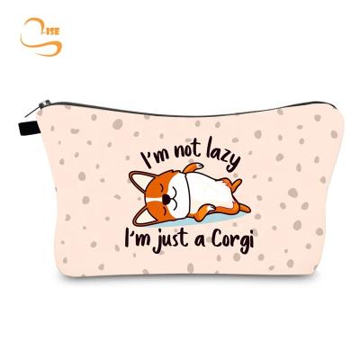 China Fashion Corgi Printed Fashion Purse Waterproof Cute Toiletry Bags Personalized Woman Makeup Roomy Bag for sale