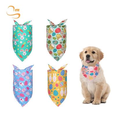 China Wholesale Washable Stocked Easter Season Design Cute Polyester Print Puppy Pet Bibs Triangle Soft Scarf Dog Bandana for sale