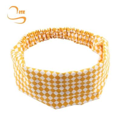 China Cute Soft Stripe Fashion Grid Baby Hair Accessories Elastic Headbands Kids for sale