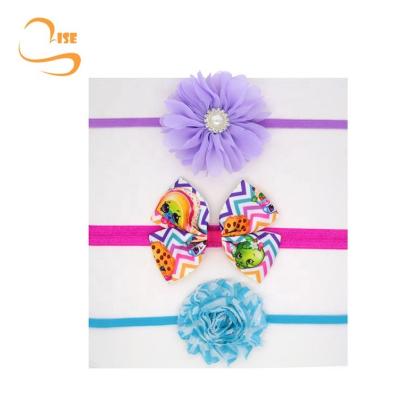 China Cute Set of 3 Mix Styles Colorful Bowknot Infant Girls Shape Baby Elastic Nylon Headband for sale