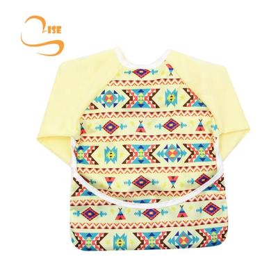 China Antibacterial High Quality Printed PEVA Play Shirt Long Sleeve Bibs For Toddler Baby for sale