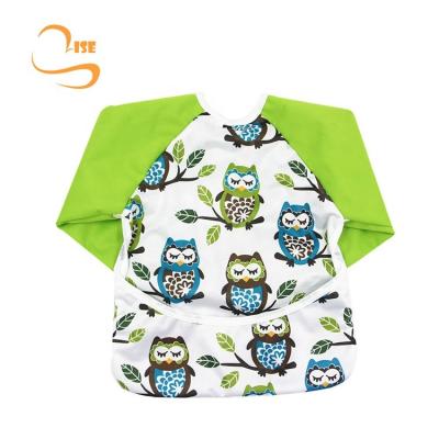 China Waterproof Antibacterial Hot Selling Multicolor PUL Baby Bibs With Long Sleeves for sale