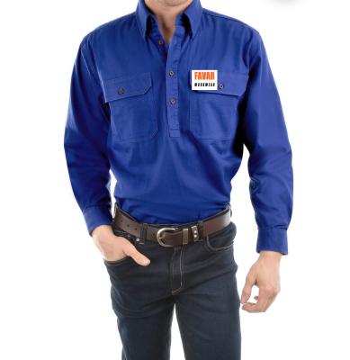 China Antistatic; Anti dust ; Security ; Breathable 100%Cotton Women Men Work Safety Dustproof Work Shirts Two Pockets Drill Uniform Work Shirt for sale