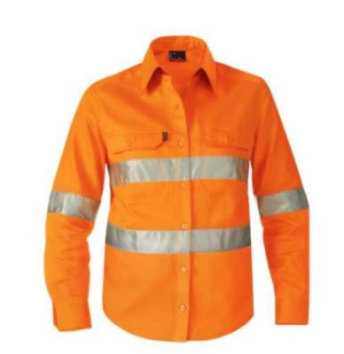 China Hot Selling Customized Anti-Wrinkle XL Orange Construction High Vis Logo Work Shirts With Pocket For Men for sale