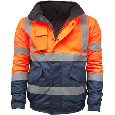 China Breathable Men's Two Tone Bomber Jacket Hi VIS Visibility Reflective Safety Work Wear Waterproof Jacket for sale