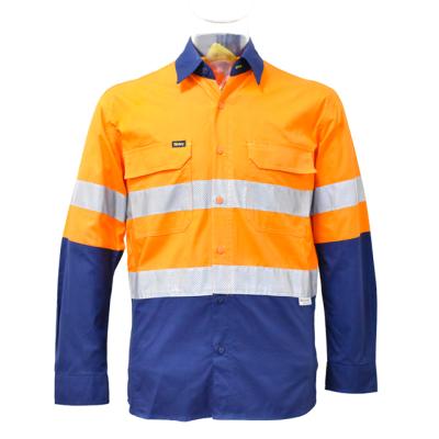 China Customized Anti-Shrink Tricolor Safety Shirt Men's Long Reflective Workwear for sale