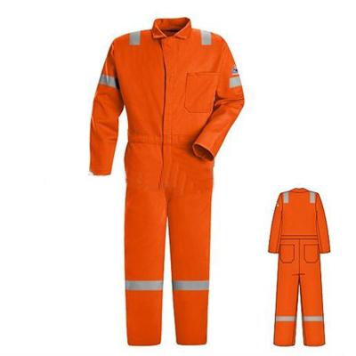 China Acid Resistant Man Safety Orange Flame Retardant Coverall Uniforms for sale