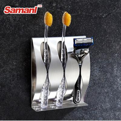 China Stainless Steel Bathroom Single Durable Double Toothbrush Holder Stocked Toothbrush Holder for sale