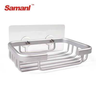 China Modern Wholesale Aluminum Space Soap Rack Self Adhesive Soap Basket Bathroom Accessories Soap Dish for sale