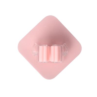 China Hot Sale Samanl Funny Pink Color Self-adhesive Broom Broom Stocked Self Adhesive Plastic Holder for sale