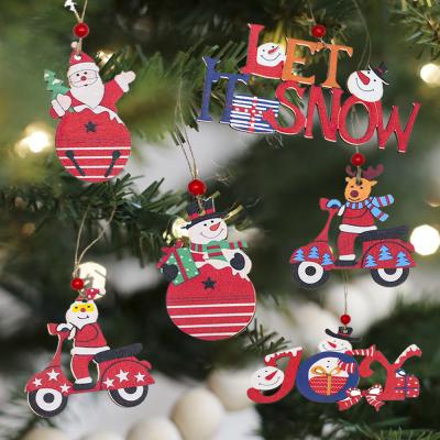 China Christmas Decoration 1Pcs Star Printed Christmas Ornaments Wooden Hanging Pendant Christmas Decoration For Home Navidad Tree Gifts 2022 New Year for sale