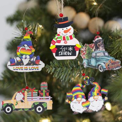 China 2022 Wooden Christmas Ornament New Year Christmas Ornament Snowman Car Christmas Hanging Pendant Decorations For Home Xmas Tree Kids Toys Gift for sale