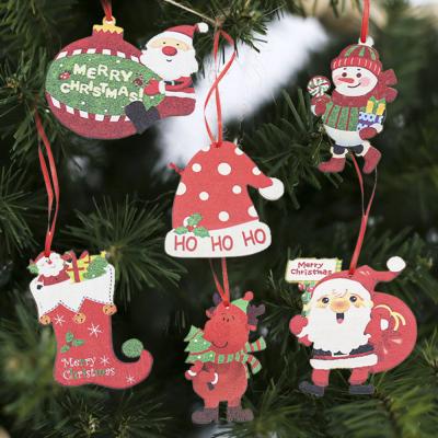 China 2022 Xmas Decoration 1PC New Year Christmas Ornament Pendant Elk Star Christmas Tree Bell Wood Hanging Christmas Decorations For DIY Home Craft for sale