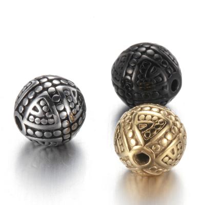 China Stainless Steel Men Jewelry Making DIY Charm Beads Bracelet Accessories Shape Stainless Steel Round Beads for sale