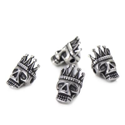 China Stainless Steel Charms For Men's Bracelet Jewelry Making Bareback DIY Stainless Steel Beads Accessories Crown Skull Punk Beads for sale