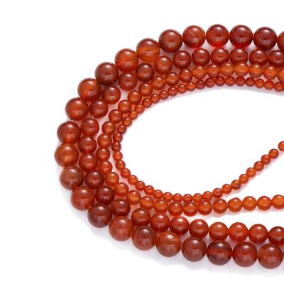 China DIY Jewelry Making DIY Accessories Bead Wholesale Crystals Beads 4-10mm Round Orange Translucent Natural Stone Beads For Jewelry Making for sale