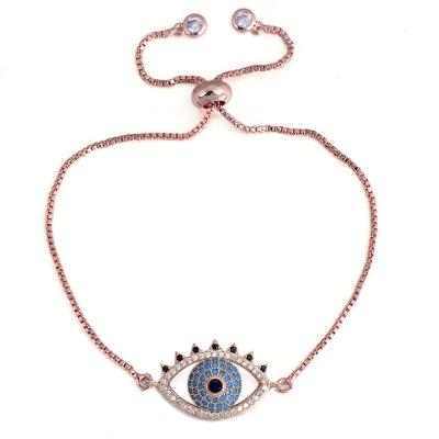 China Link Copper Jewelry Chain Blue Zirconia CZ Charm Bracelets Unique Stereoscopic Eye Bracelet For Women Men for sale