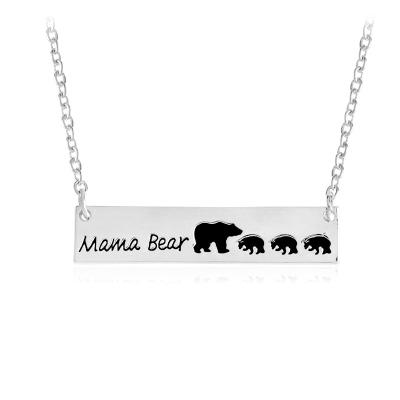 China Cute Mom Family Mother's Day Gift Link Chain Letter Necklace Jewelry Bear Pendant Necklaces Women for sale