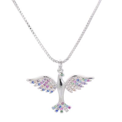 China Bird Necklace Jewelry Pigeon Animal Necklaces For Women Collier Femme Fashion Copper Cubic Zirconia Bird Of Peace Pendant for sale