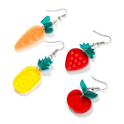 China Lovely Fruit Design Drop Earring Trendy Acrylic Drop Earrings For Women Party Jewelry Fashion Pineapple Long Earring Pendant Accessories for sale