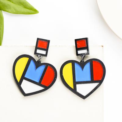 China Multicolor Drop Earring Chic Girls Heart Drop Dangle Earrings For Women Dressy Dress Punk Style Earring Statement Acrylic Jewelry Tall for sale