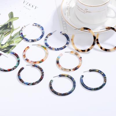 China 2021 BOHEMIA Jewelry ZA Acrylic Resin Oval Earring For Women Geometry Circle Scale Stud Earrings Acetate Brincos Wholesale Big for sale