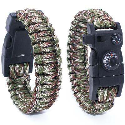 China Outdoor Camping Hike Travel 6 In 1550 Adjustable Survival Flint Fire Starter Paracord Bracelet With Multi Tool Card for sale