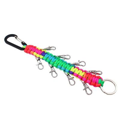 China Outdoor Camping Raising Cheer Bow Support Paracord Carabiner Travel Key Chain For Girls High School College Teen Sports Cheerleading for sale