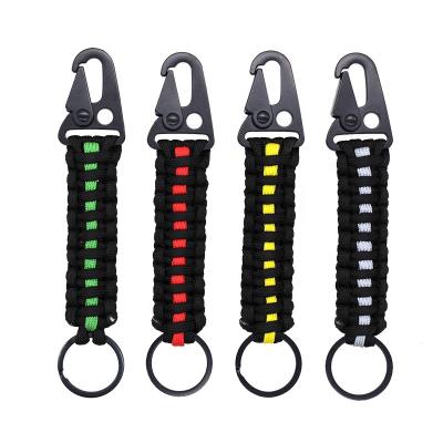 China Outdoor Camping Hike Travel Paracord Keychains Braided Lanyard Ring Hook Clip with Carabiner for Outdoor Camping Hike Backpack for sale