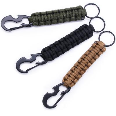 China sustainable & Custom Logo Utility Tactical Paracord Keychain Tactical with Carabiner Bottle Opener for sale