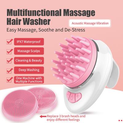 China 2020 Hot Selling Multifunctional Smart Electric Silicone Hair Scalp Face Body Massager for sale