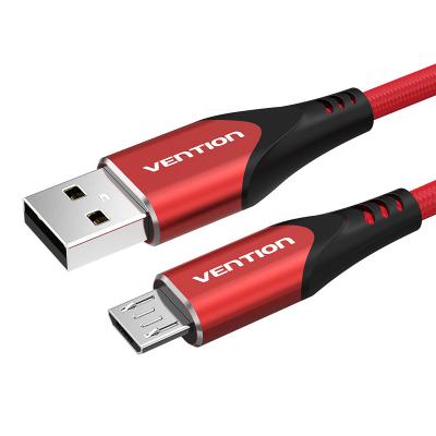 China Mobile Phone COARG 1.5m Red Nylon Braided Micro Data Cable USB 2.0 Type A USB To Micro B Data Cable for sale