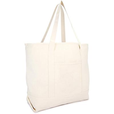 China Cheap Promotional Eco Handled Plain White 100% Cotton Canvas Tote Shopping Bag for sale