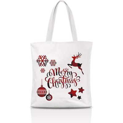 China Stylish Casual Reusable Handled Shoulder Bag Christmas Shopping Canvas Handbag for sale