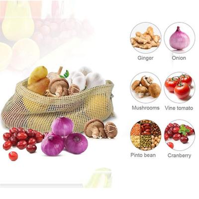 China Hot Sale Reusable Drawstring Cotton Vegetable Mesh Produce Bags For Fruit for sale