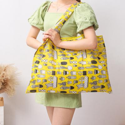 China Reusable Folding Handled Grocery Handbag Polyester Shoulder Portable Shopping Bag for sale