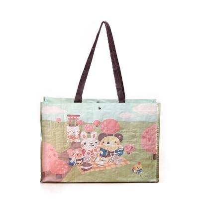 China Large Handled Cartoon Design Eco Friendly Reusable Nonwoven Shopping Bag With Button for sale