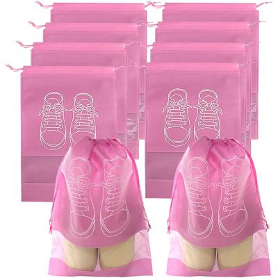 China Eco Friendly Custom Logo Shoe Bags Waterproof Non-Woven Fabric Dustproof With Drawstring for sale